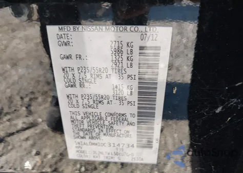 2013 Infiniti Jx35 из США, поврежденный, VIN 5N1AL0MM1DC314734